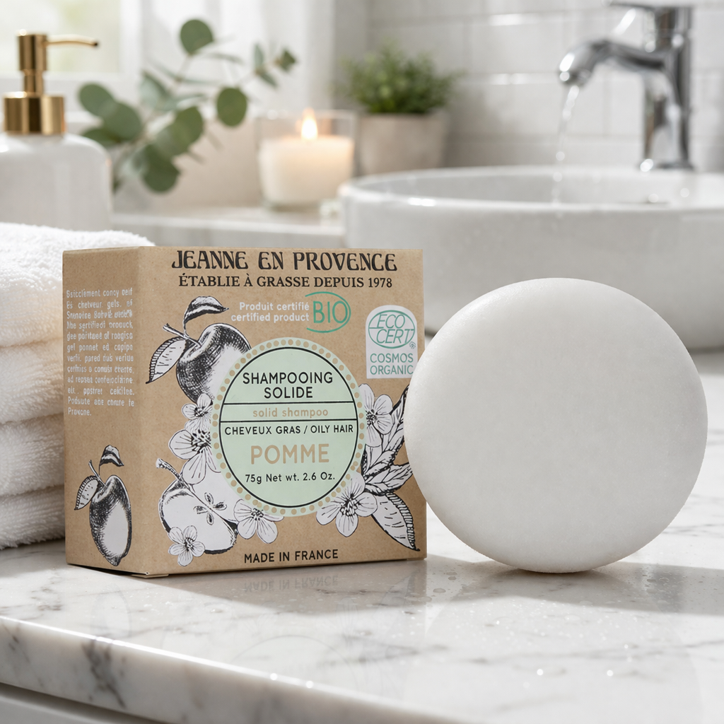 🍏 Shampoing solide bio – Pomme ( cheveux gras )