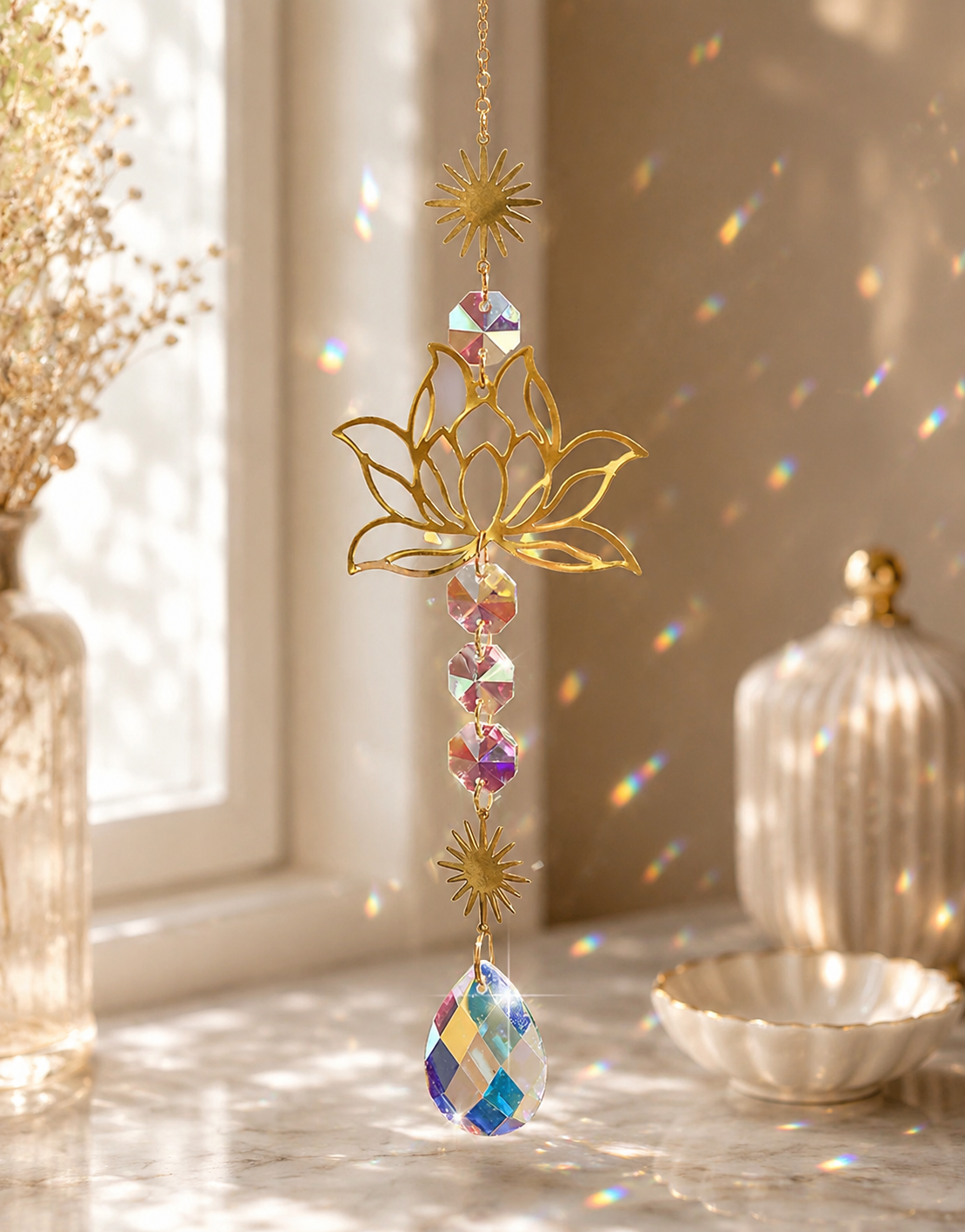 ✨ Attrape-Soleil Fleur de Lotus en Cristal