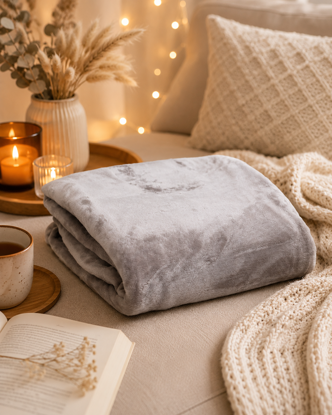 🩶 Plaid Santil Gris – Douceur & Cocooning