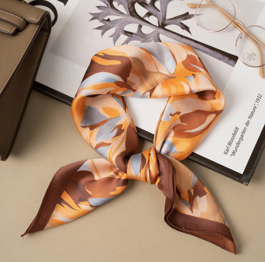 Foulard  effet soie  marron