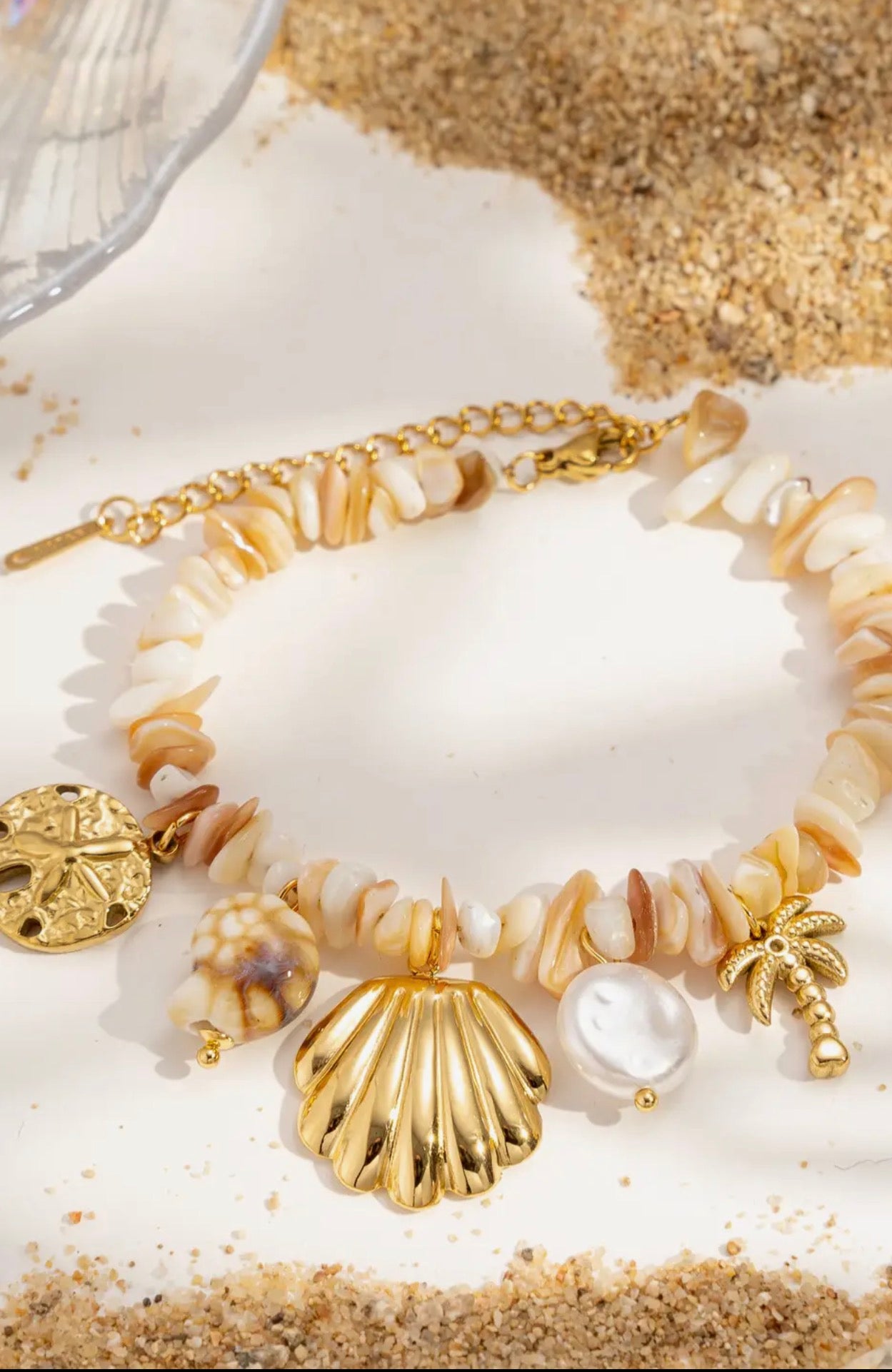 Bracelet, perles, coquillages, naturel
