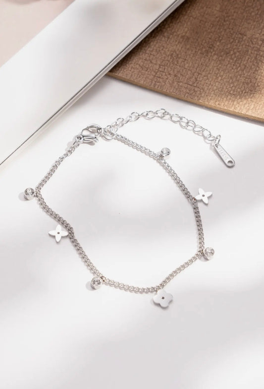 Bracelet fleur étoile argent