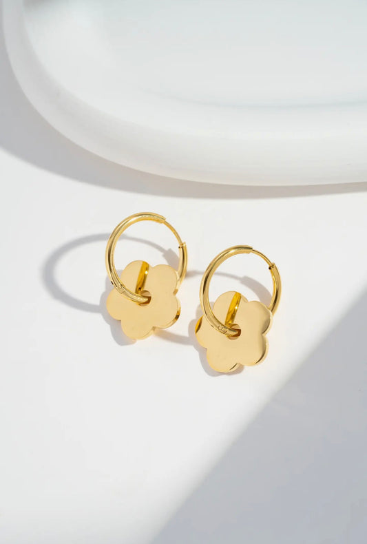 Boucles d’oreille fleur or