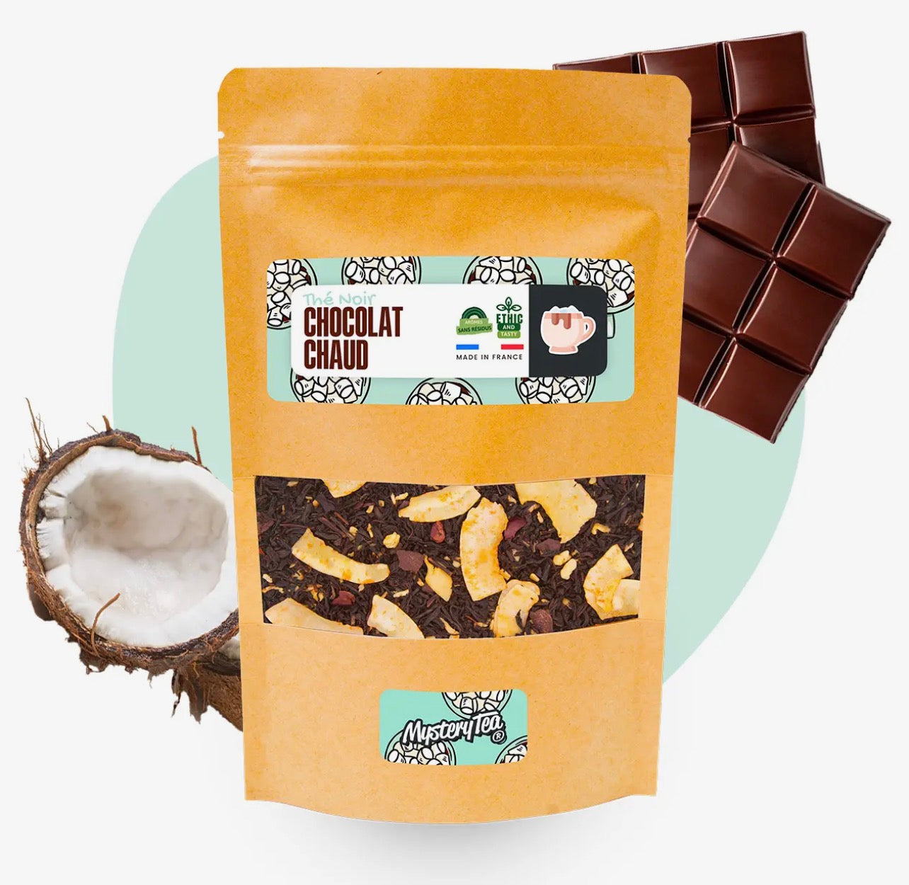 Chocolat Chaud - Vrac 60g (Thé Noir
Chocolat Noix de Coco)
