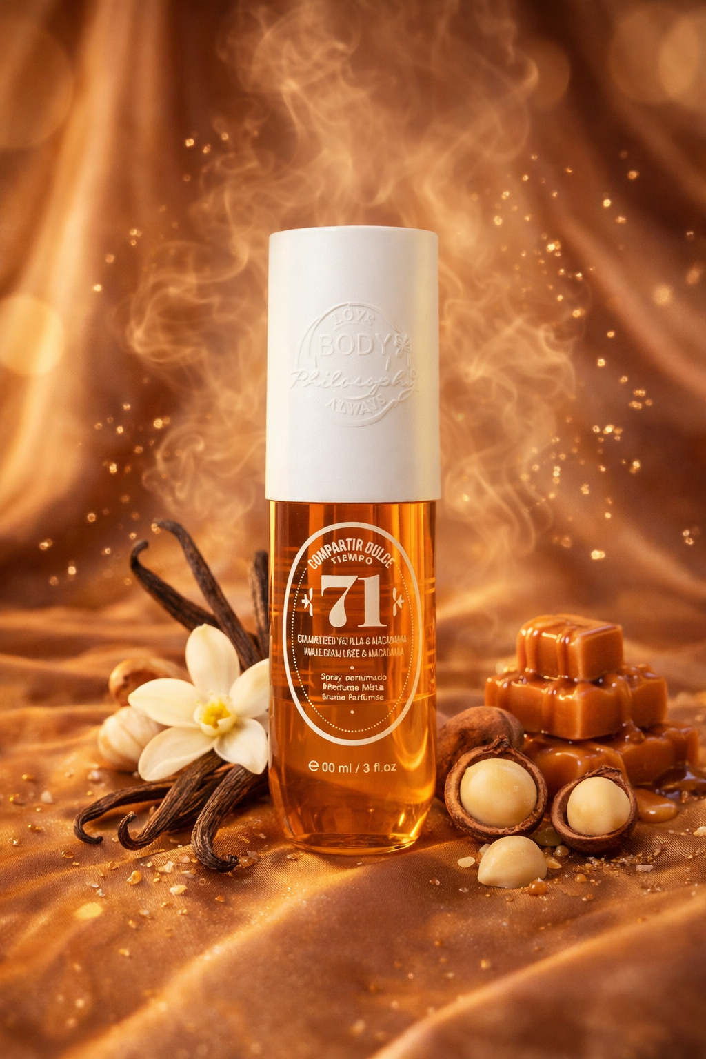 Brume parfumée n°71 – Vanille, Macadamia & Caramel 90 ml