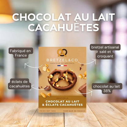 bretzel chocolat au lait - éclats de cacahuètes - 100g