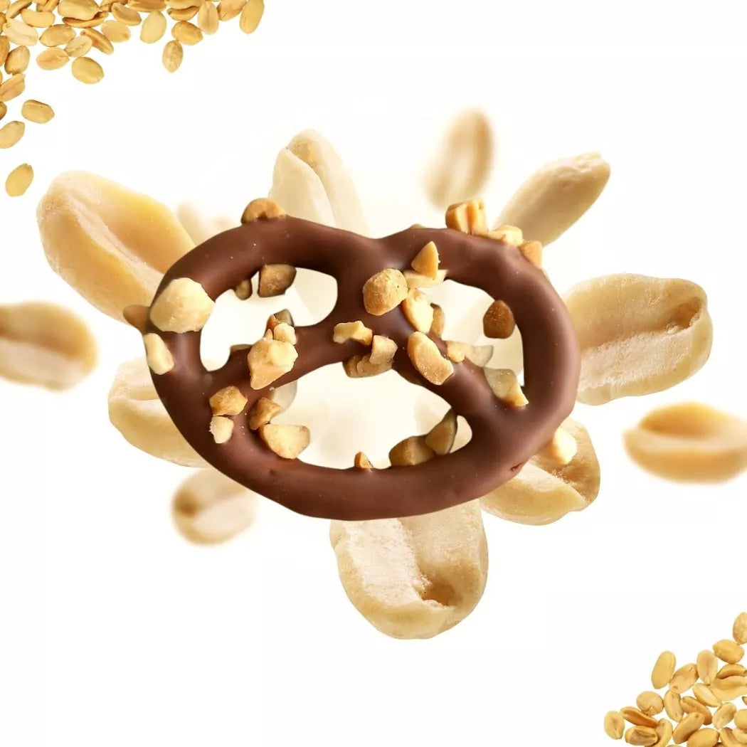 bretzel chocolat au lait - éclats de cacahuètes - 100g