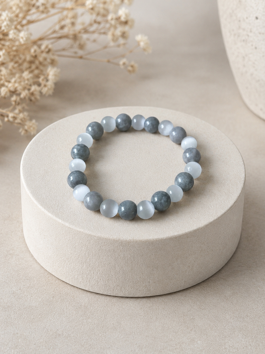 Bracelet Harmonie en Jade & Sélénite – Pierre de Sérénité et d’Équilibre