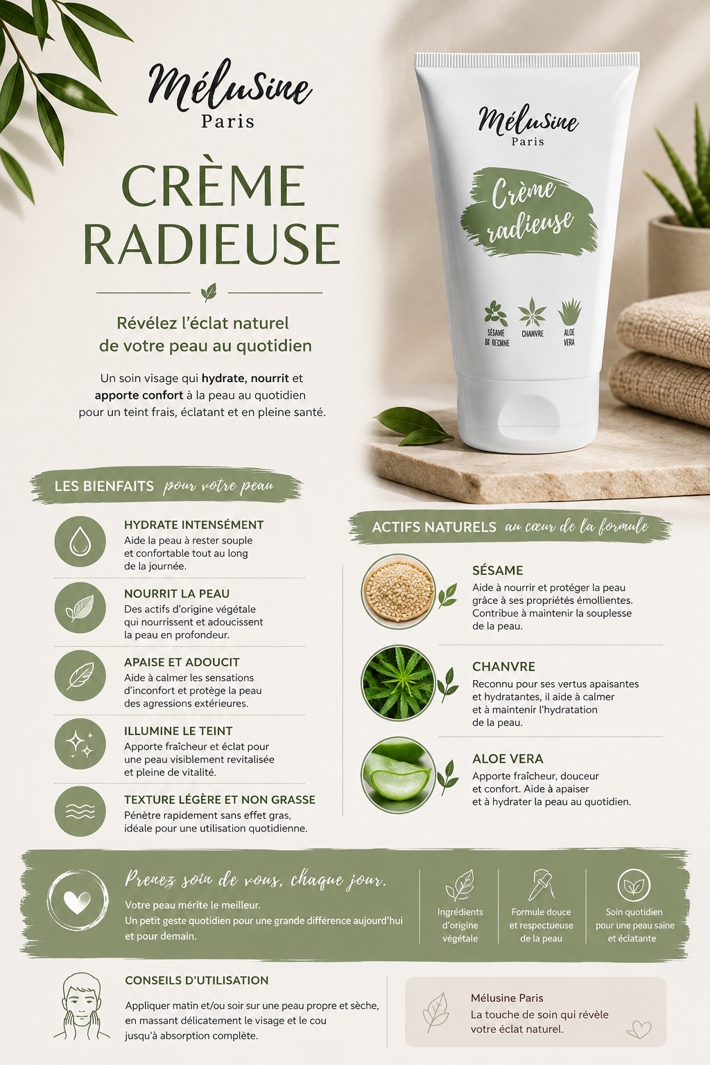 Crème Radieuse – Soin hydratant naturel chanvre