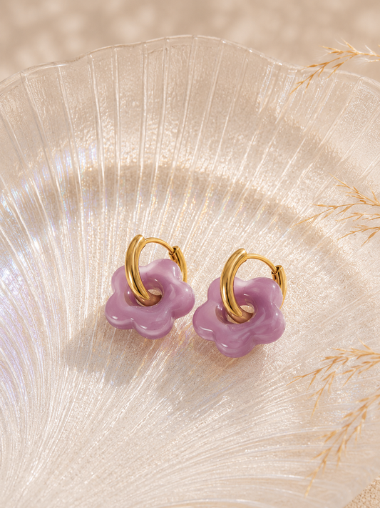 Boucles d’oreilles Amélia  fleurs Mauve
