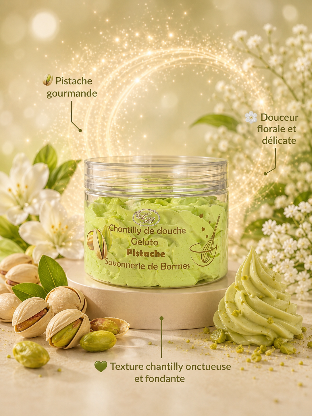 Chantilly de douche pistache