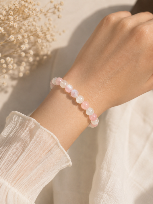 Bracelet lueur de lune ( perle de lune et quartz