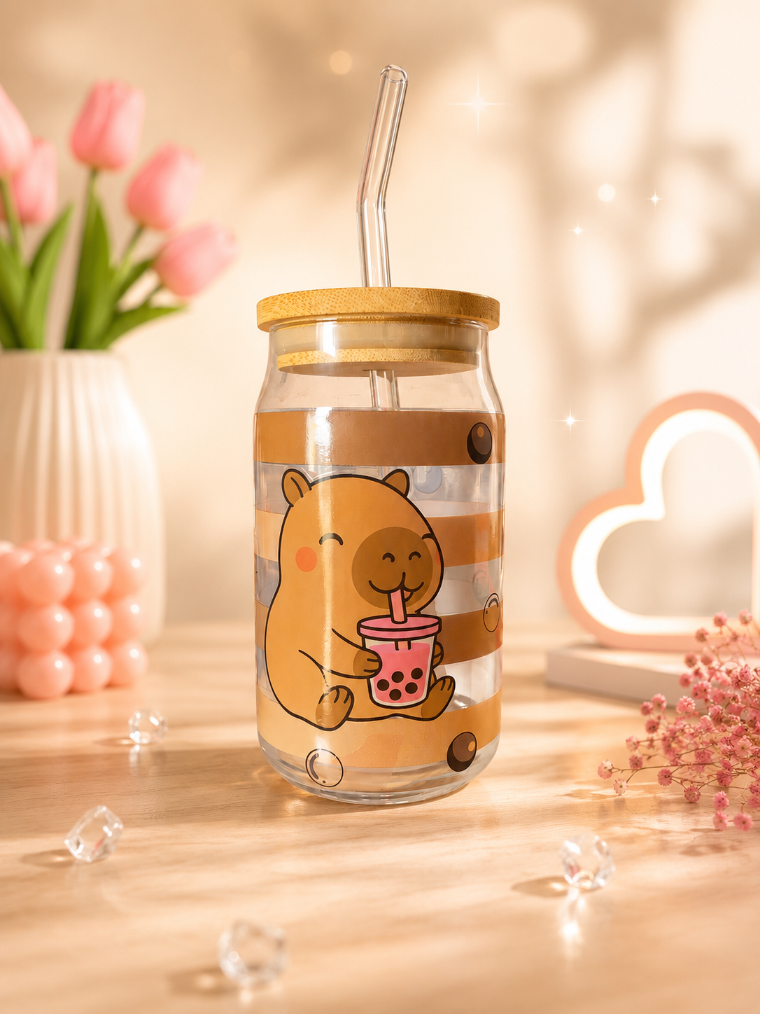 Verre capybara avec paille