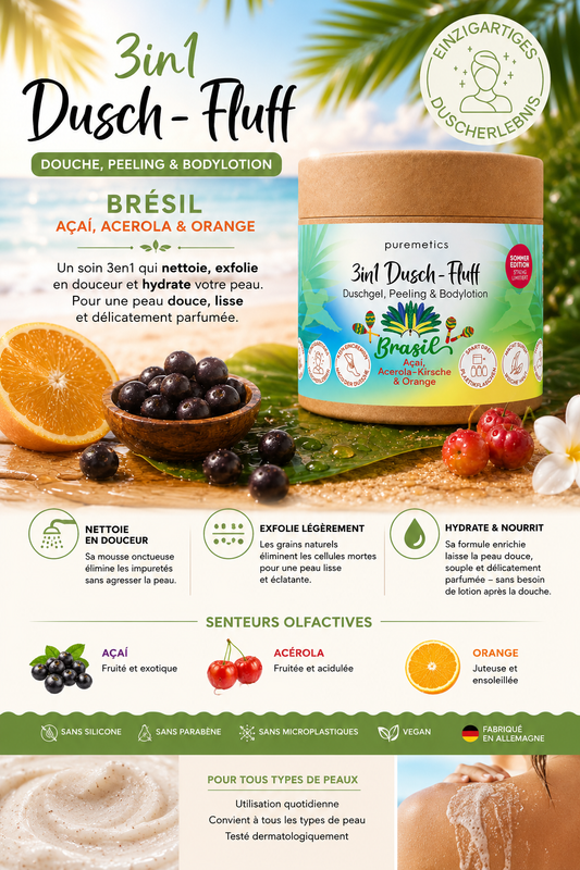 Mousse de douche 3 en 1 « Brésil : açaï, acérola & orange»