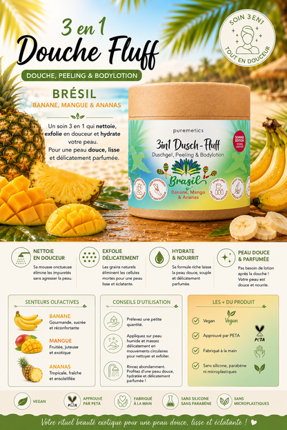 Mousse de douche 3-en-1 « Bali : Ananas, Mangue & Banane»( preco )