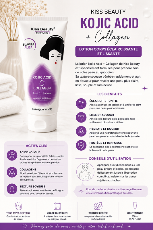 Lotion Lissante à l’Acide Kojique & Collagène (200 ml)