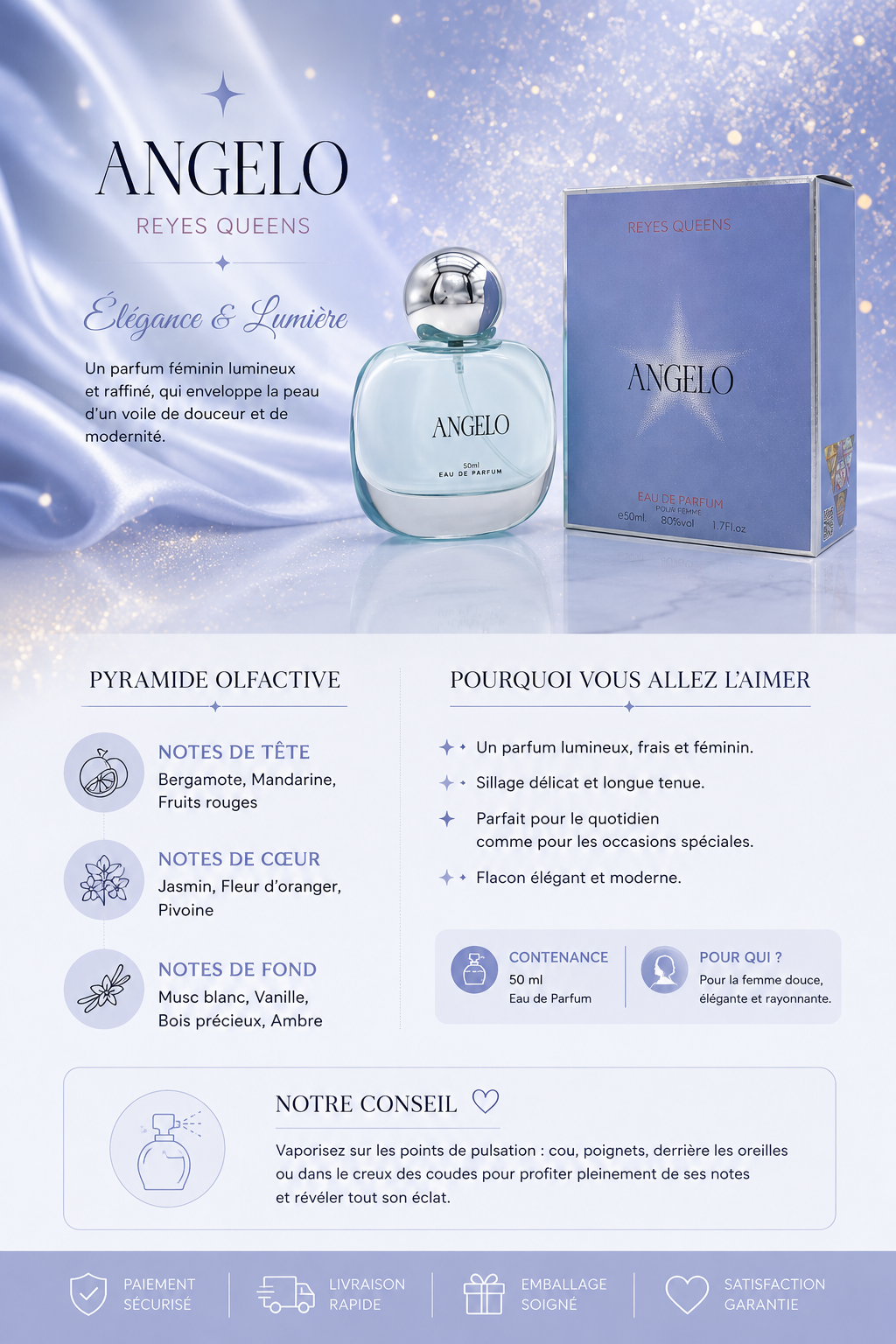EAU DE PARFUM ANGELO POUR FEMME 50ML