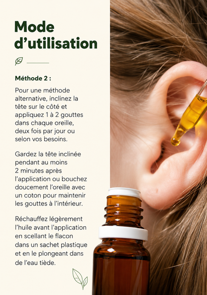🌿 Huile apaisante oreilles – Confort & décongestion –