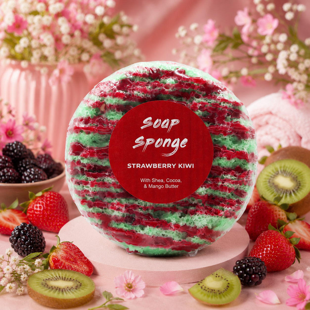 Éponge moussante kiwi fraise