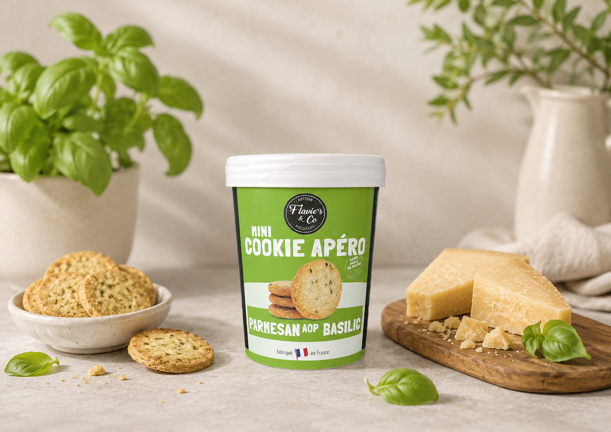 Cookies Salés :Parmesan A.O.P. – Basilic
