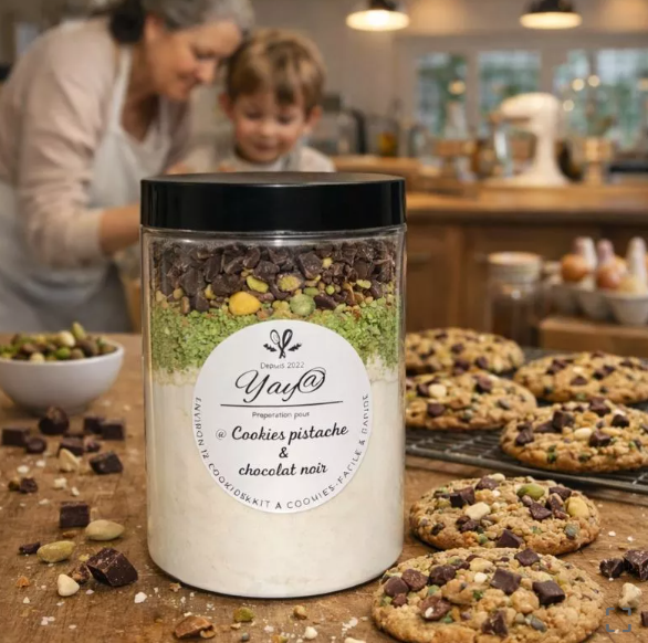 Kit à cookies – pistache & pépites de chocolat noir