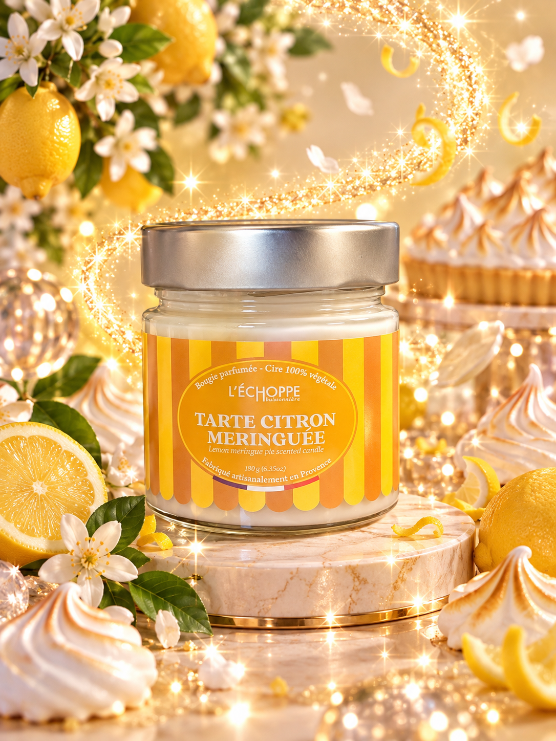 Bougie parfumée Tarte Citron Meringuée – 180 g