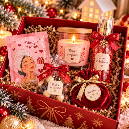 BOX COCOONING DE NOËL – BOUGIE & SPRAY D’AMBIANCE (2 choix )