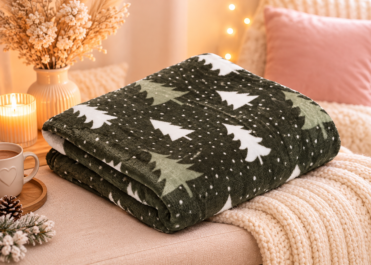 🌲 Plaid Polaire Sapins