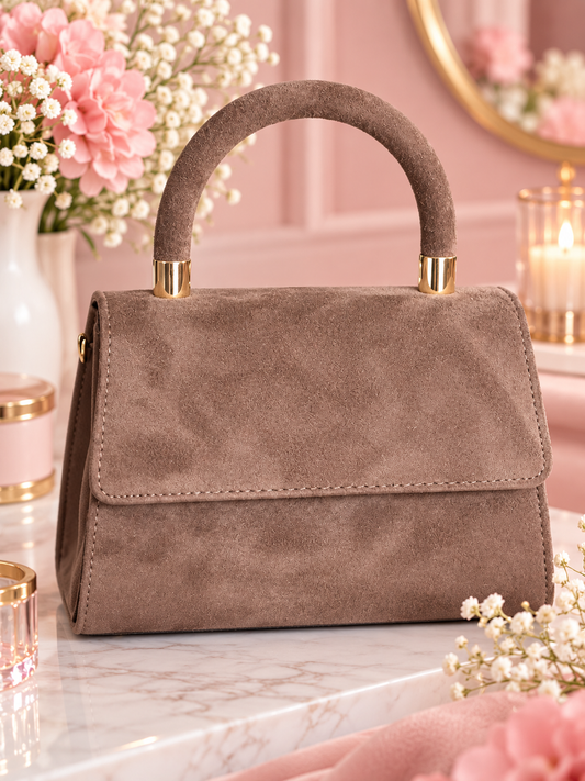 Sac à main Élégance – Effet Daim Taupe le